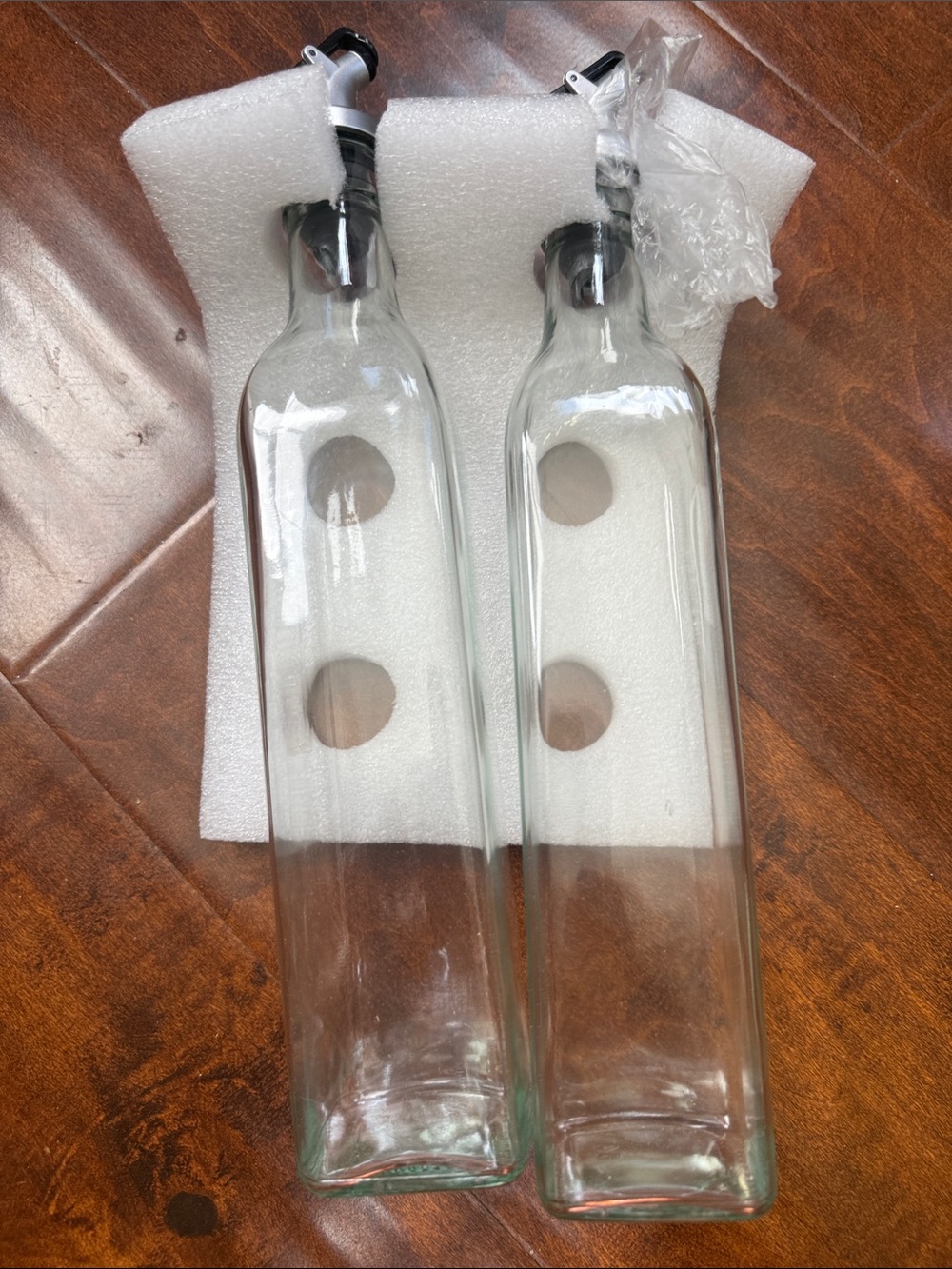 Clear Glass Olive Oil Dispenser Bottle Set - Two Pack